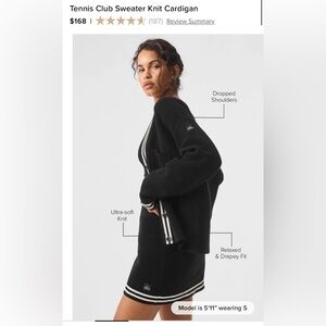 ALO Yoga Black Knit Tennis Dress and Cardigan Set